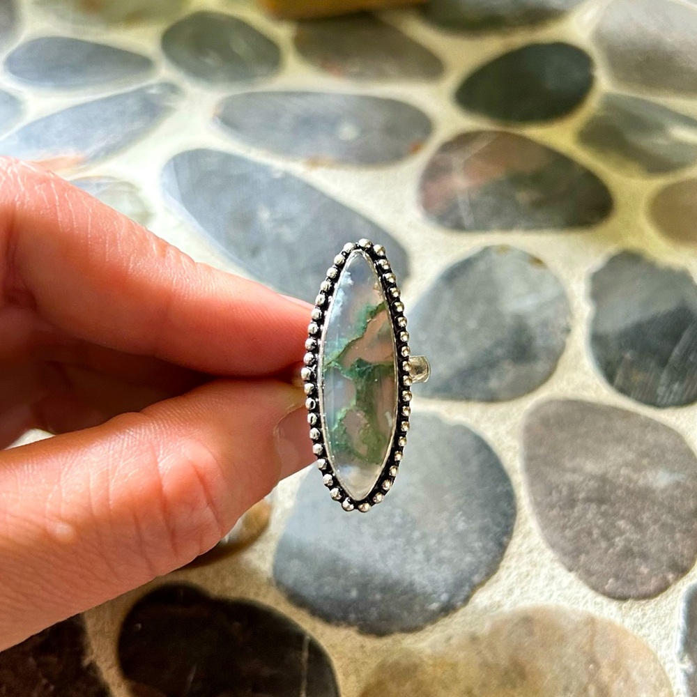 Moss Agate Sterling Silver Ring - Picture 4 of 8
